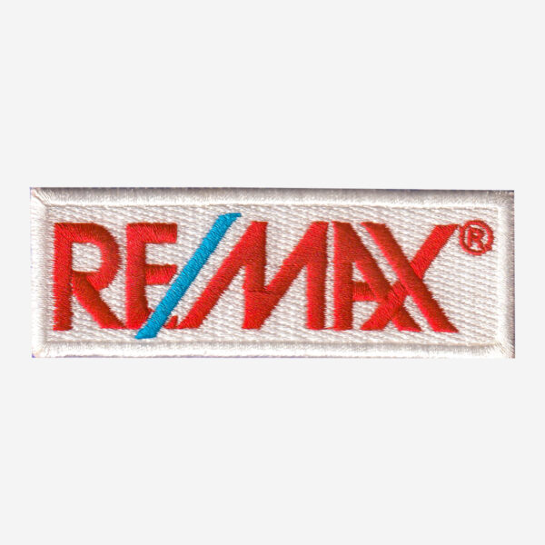 REMAX Logo Embroidered Iron On Patches Digital image of a REMAX Logo Embroidered Iron On Patch, ideal for custom apparel and accessories.