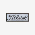 Titleist logo embroidered iron-on patch with premium stitching and clean design.