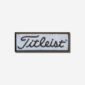 Titleist logo embroidered iron-on patch with premium stitching and clean design.
