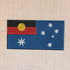 Australian Flag with Aboriginal Flag Embroidered Iron On Patch