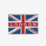 London Text On A British Union Jack Flag Embroidered Iron On Patch