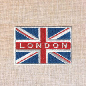 London Text On A British Union Jack Flag Embroidered Iron On Patch