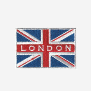 London Text On A British Union Jack Flag Embroidered Iron On Patch