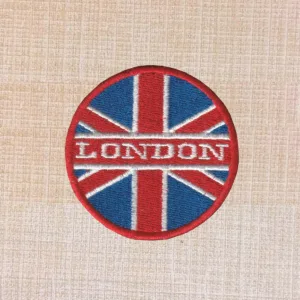 Round London Flag Embroidered Iron On Patch
