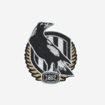 Collingwood Football Club AFL logo embroidered iron-on patch for fan apparel.