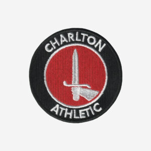 Charlton Athletic Football Club embroidered iron-on patch for fan apparel and accessories.