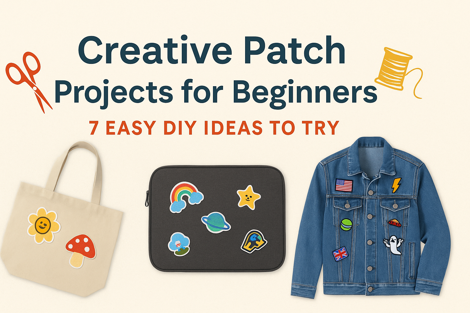 DIY tote bag with embroidered patches