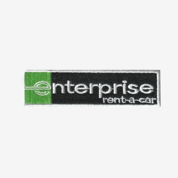 Enterprise Rent-A-Car logo embroidered iron-on patch for uniforms and travel gear.