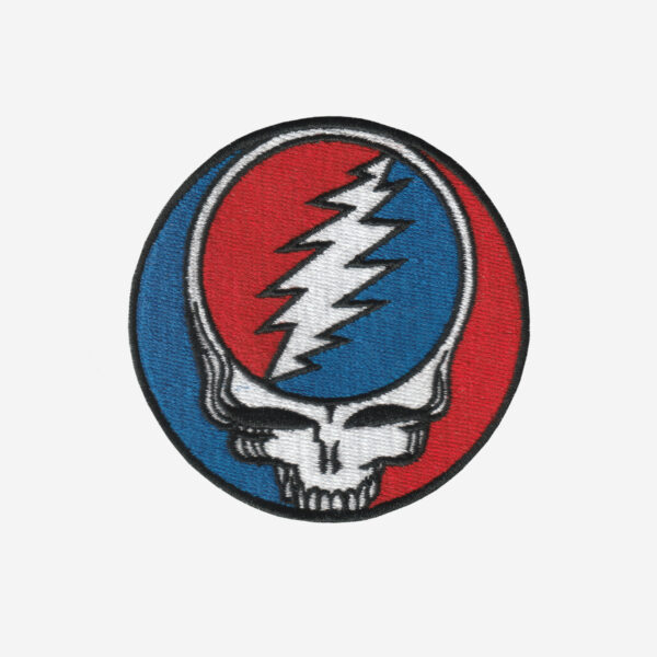 Grateful Dead Logo Embroidered Iron On Patch Grateful Dead logo embroidered iron-on patch for jackets, bags, and music festival gear.