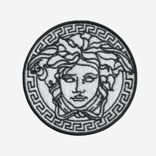 Gucci Versace Medusa Logo Embroidered Iron On Patch Gucci Versace Medusa logo embroidered iron-on patch for luxury fashion customization.