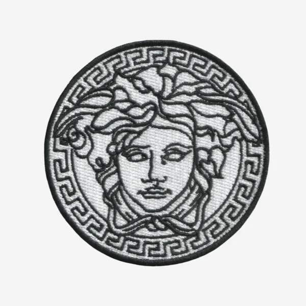 Gucci Versace Medusa Logo Embroidered Iron On Patch Gucci Versace Medusa logo embroidered iron-on patch for luxury fashion customization.
