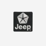 Jeep logo embroidered iron-on patch for outdoor apparel, gear, and accessories.
