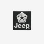 Jeep logo embroidered iron-on patch for outdoor apparel, gear, and accessories.