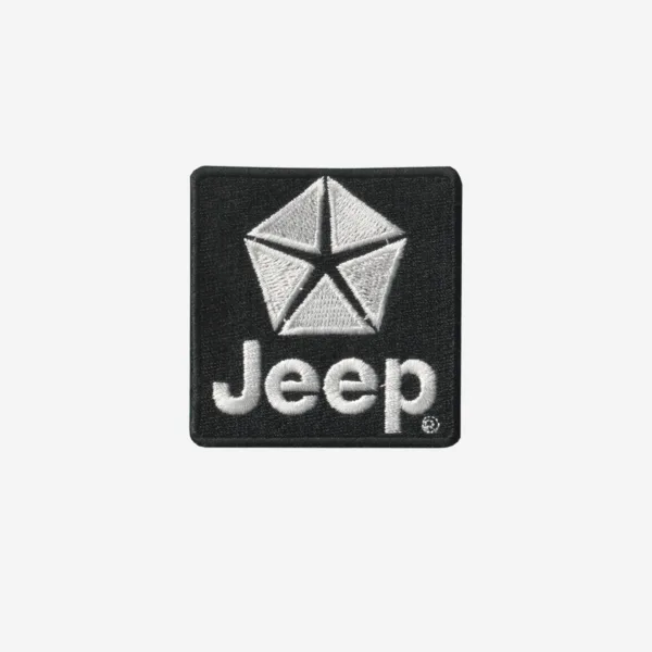 Jeep Logo Embroidered Iron On Patch Jeep logo embroidered iron-on patch for outdoor apparel, gear, and accessories.