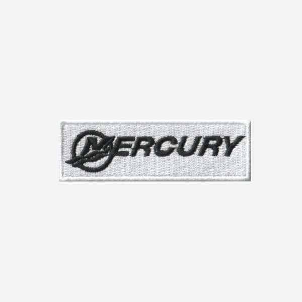 Mercury Boat Logo Embroidered Iron On Patch Mercury Marine boat logo embroidered iron-on patch for boating apparel and gear.