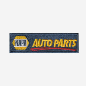 NAPA Auto Parts logo embroidered iron-on patch for mechanic uniforms and gear.