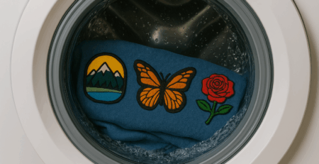 Embroidered patch garment ready for washing