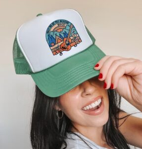 Baseball cap with sewn-on team logo patch