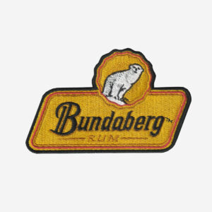Bundaberg Rum logo embroidered iron-on patch for jackets, bags, and bar apparel.