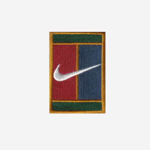 Nike Tennis embroidered iron-on patch featuring the swoosh logo