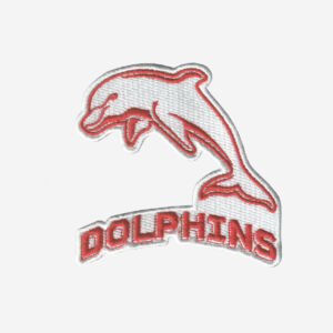 Dolphins NRL Logo Embroidered Iron-On Patch – Rugby League Team Badge for Jerseys, Jackets, and Fan Apparel