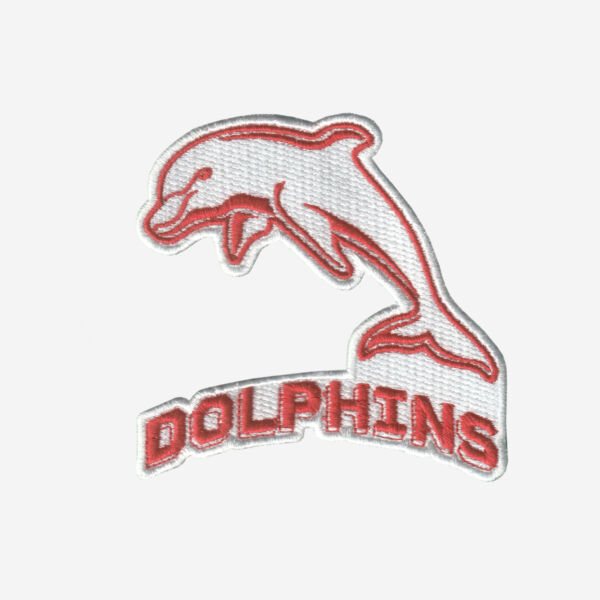 Dolphins NRL Logo Embroidered Iron-On Patch – Rugby League Team Badge for Jerseys, Jackets, and Fan Apparel