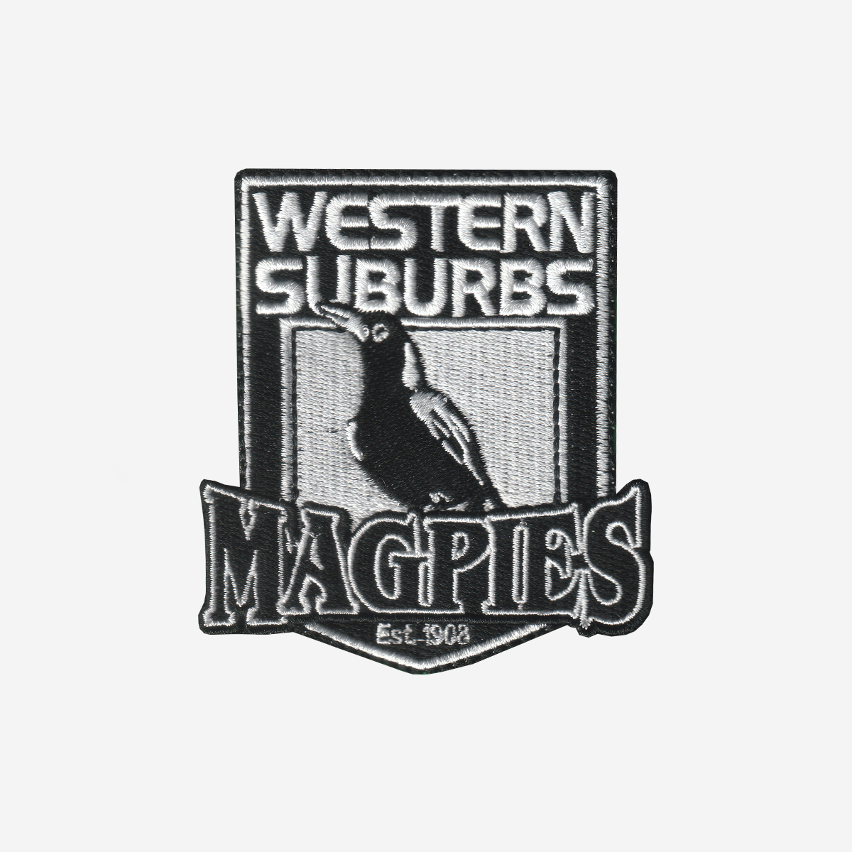 Western Suburbs Magpies Logo Embroidered Iron On Patch - Patchcrafts.com