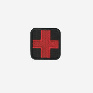 First Aid, Medical Cross Embroidered Iron On Patch Black