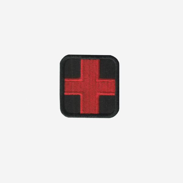 First Aid, Medical Cross Embroidered Iron On Patch Black