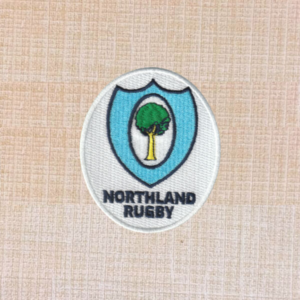 High-quality embroidered Northland Rugby Union logo patch with iron-on backing. Ideal for jackets, bags, hats, and rugby supporter apparel.