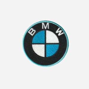 bmw logo embroidered iron on patch classic black and blue accent 3 inch