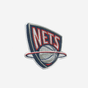brooklyn nets logo embroidered iron on patch nba basketball shield black white 3 inch