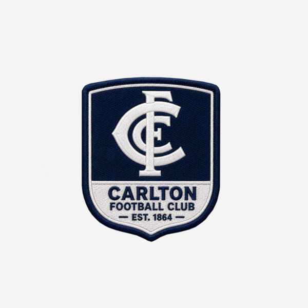 carlton blues monogram logo embroidered iron on patch cfc afl 3 inch