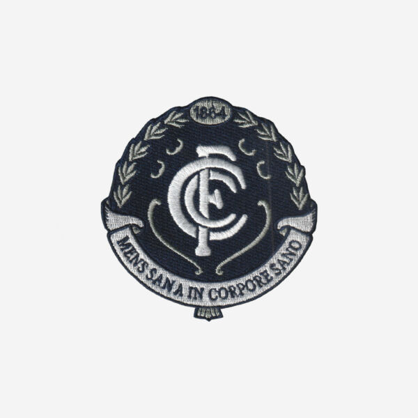 carlton fc classic monogram embroidered iron on patch cfc blues afl 3 inch