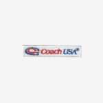 coach usa logo embroidered iron on patch blue red transit bus branding 3 inch