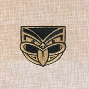 NRL Warriors Black Gold Embroidered Iron On Patch - Image 2