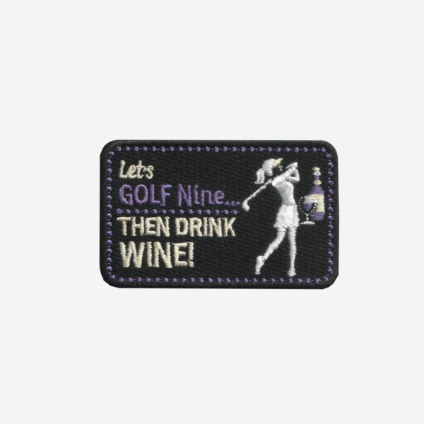 Nine and Wine Golf Embroidered Iron On Patch