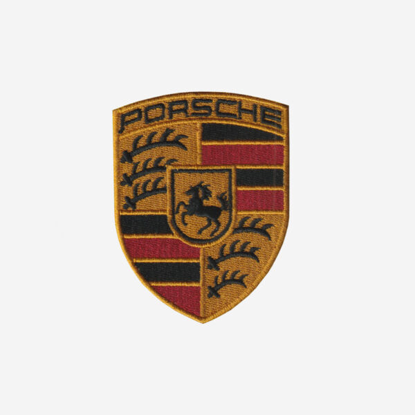 porsche car logo embroidered iron on patch stuttgart crest 3 inch