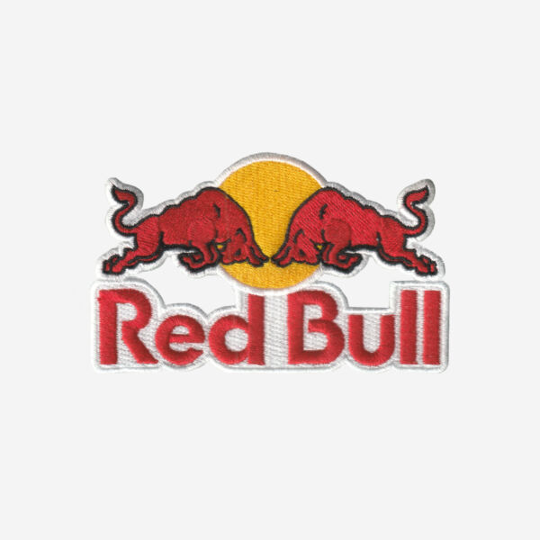 red bull logo embroidered iron on patch racing energy charging bulls 4 inch