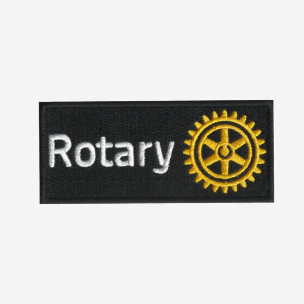 rotary international logo embroidered iron on patch blue gold club wheel crest 3 4 inch