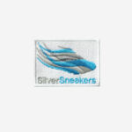 Silver sneakers logo embroidered iron on patch 3 inch