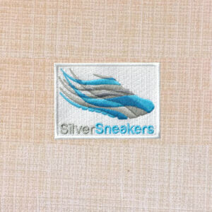 Silver Sneakers Logo Embroidered Iron On Patch - Image 2