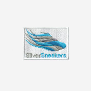 Silver sneakers logo embroidered iron on patch 3 inch