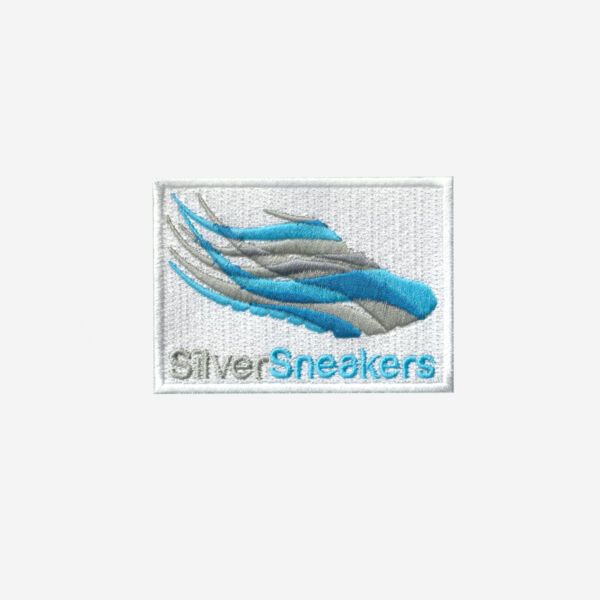 Silver sneakers logo embroidered iron on patch 3 inch