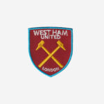 west ham united football club logo embroidered iron on patch crossed hammers new old logo claret blue 3 inch